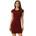 thumbnail image 1 of DARING DIVA Solid Work Cap Sleeve Bodycon Dresses L Wine Red, 1 of 6