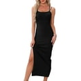thumbnail image 1 of DARING DIVA Spaghetti Strap Bodycon Sleeveless Casual Slit Maxi Dress XS Black, 1 of 6