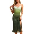 thumbnail image 1 of DARING DIVA Spaghetti Strap Maxi Mesh Cowl Neck Stretchy Flowy Dress XS Green, 1 of 6