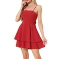 thumbnail image 1 of DARING DIVA Women's Backless Bow Tiered Ruffle A-Line Dress M Red, 1 of 6