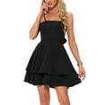 thumbnail image 1 of DARING DIVA Spaghetti Strap Mini A-Line Ruffle Dress XL Black, 1 of 6