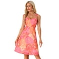 thumbnail image 1 of DARING DIVA Spaghetti Strap Summer Floral Print Midi Dress S Hot Pink, 1 of 6