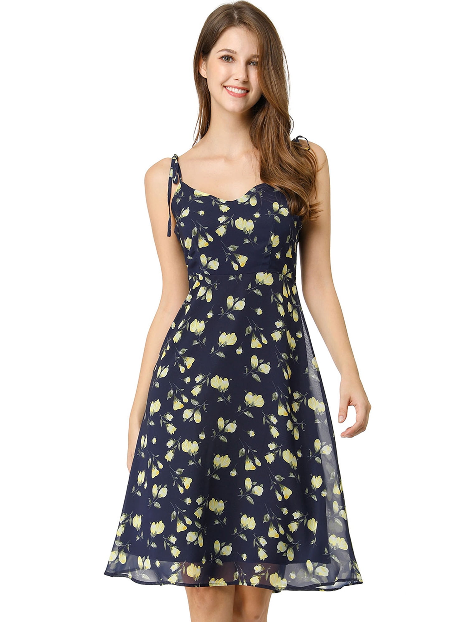 DARING DIVA Spaghetti Strap Summer Floral Print Midi Dress XS Blue