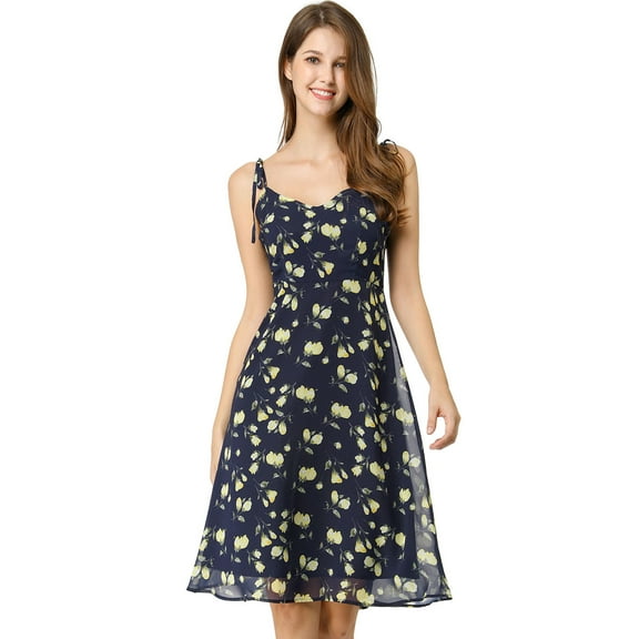 DARING DIVA Spaghetti Strap Summer Floral Print Midi Dress XS Blue