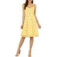 thumbnail image 1 of DARING DIVA Spaghetti Strap Summer Floral Print Midi Dress XS Yellow, 1 of 6
