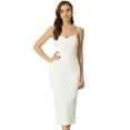 thumbnail image 1 of DARING DIVA Spaghetti Straps Ruched Twist Front Dress L White, 1 of 6