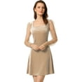 thumbnail image 1 of DARING DIVA Square Neck Mesh Sheer Sleeve Glitter Star Velvet Mini Dress XS Dark Khaki, 1 of 6