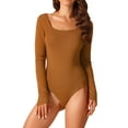 thumbnail image 1 of DARING DIVA Square Neck Sweater Bodysuit Blouse Tops M Brown, 1 of 5