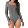 thumbnail image 1 of DARING DIVA Square Neck Sweater Bodysuit Blouse Tops M Grey, 1 of 5