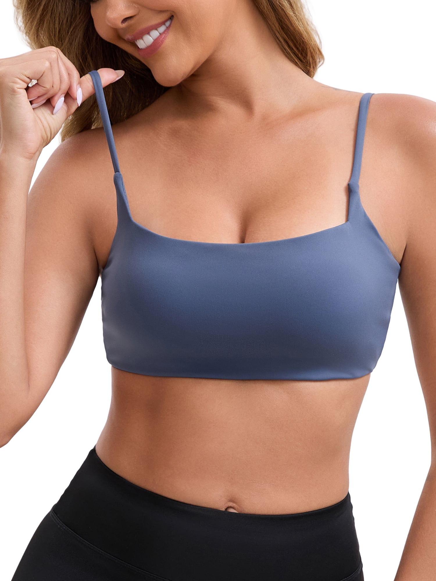 DARING DIVA Square Neck Wirefree Padded Push-Up Athletic Bra M Dark Gray