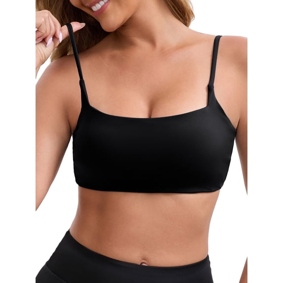 DARING DIVA Square Neck Wirefree Padded Push-Up Athletic Bra S Black