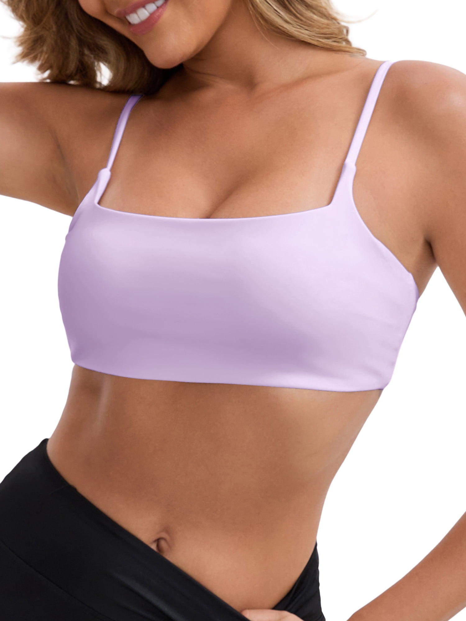 DARING DIVA Square Neck Wirefree Padded Push-Up Athletic Bra S Light Purple