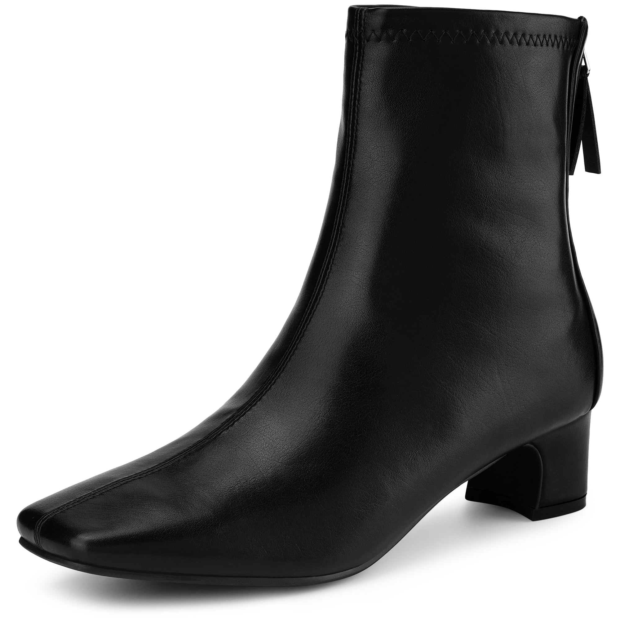 DARING DIVA Square Toe Block Heels Ankle Boots Black 7.5
