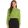 thumbnail image 1 of DARING DIVA Women's Tops Stand Collar Long Sleeve Business Shirt S Green, 1 of 6