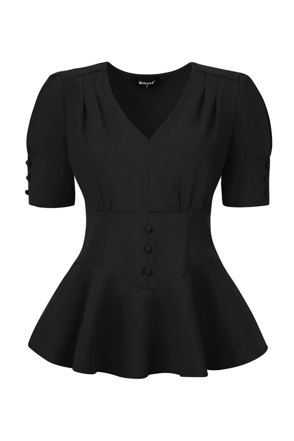 Steampunk Lace-up Vintage Top Blouse XS Black