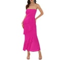 thumbnail image 1 of DARING DIVA Strapless Bodycon Ruffle Maxi Cocktail Wedding Dress M Hot Pink, 1 of 6