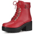 thumbnail image 1 of DARING DIVA Strappy Platform Stiletto Heels Zip Sandals Red 10, 1 of 7