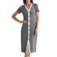 thumbnail image 1 of DARING DIVA Striped Ribbed Knit Short Sleeve Midi Dress L Black, 1 of 6
