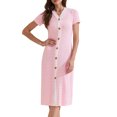 thumbnail image 1 of DARING DIVA Striped Ribbed Knit Short Sleeve Midi Dress XS Pink, 1 of 6