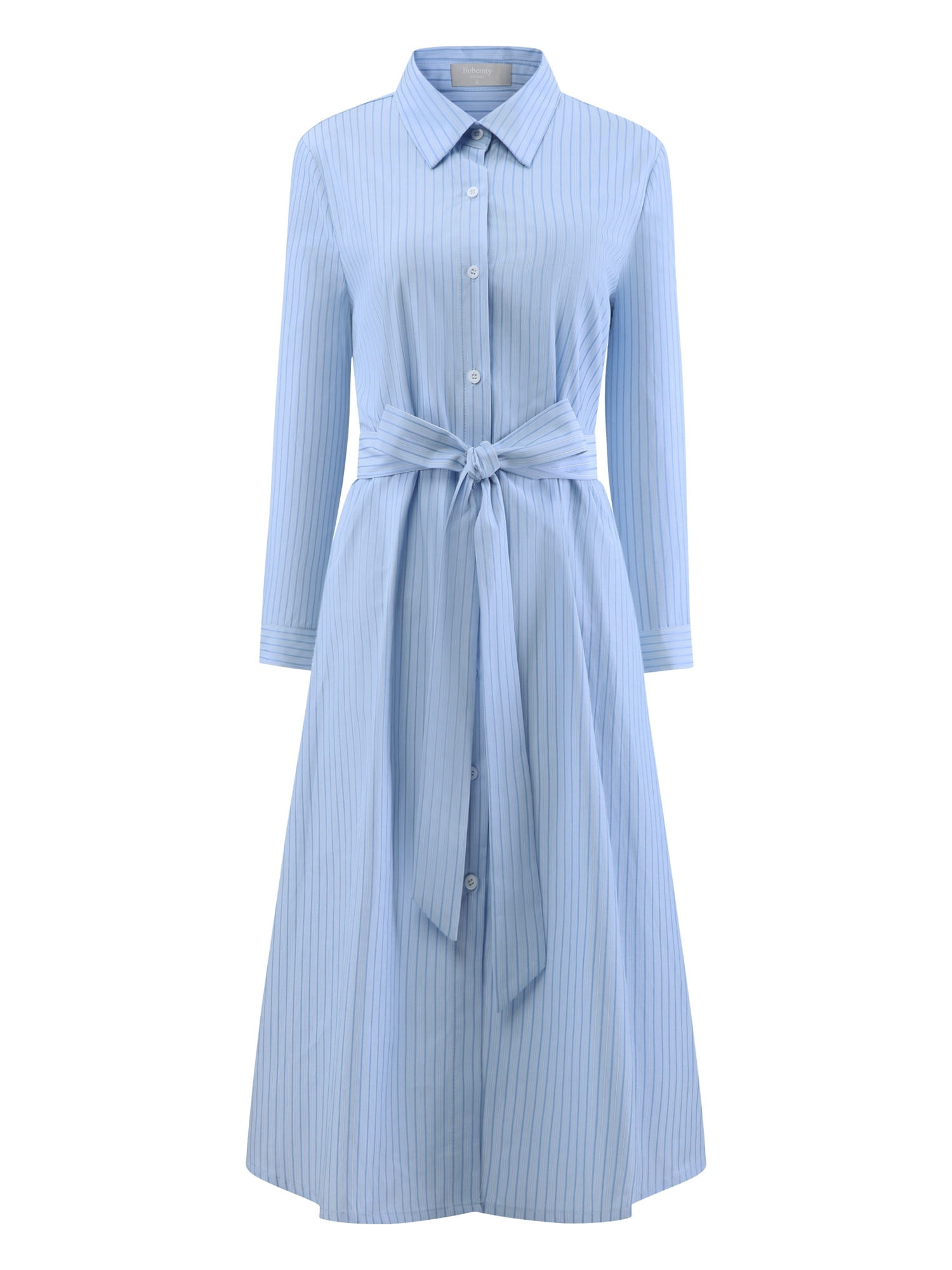 DARING DIVA Striped Shirt Belt A-Line Button Down Dress XL Blue