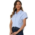 thumbnail image 1 of DARING DIVA Striped Shirts for Women's Cap Sleeve Button Down Tops XL Light Blue, 1 of 6