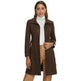 thumbnail image 1 of DARING DIVA Stylish Faux Suede Coat Belted Long Zipper Jacket XS Coffee, 1 of 6