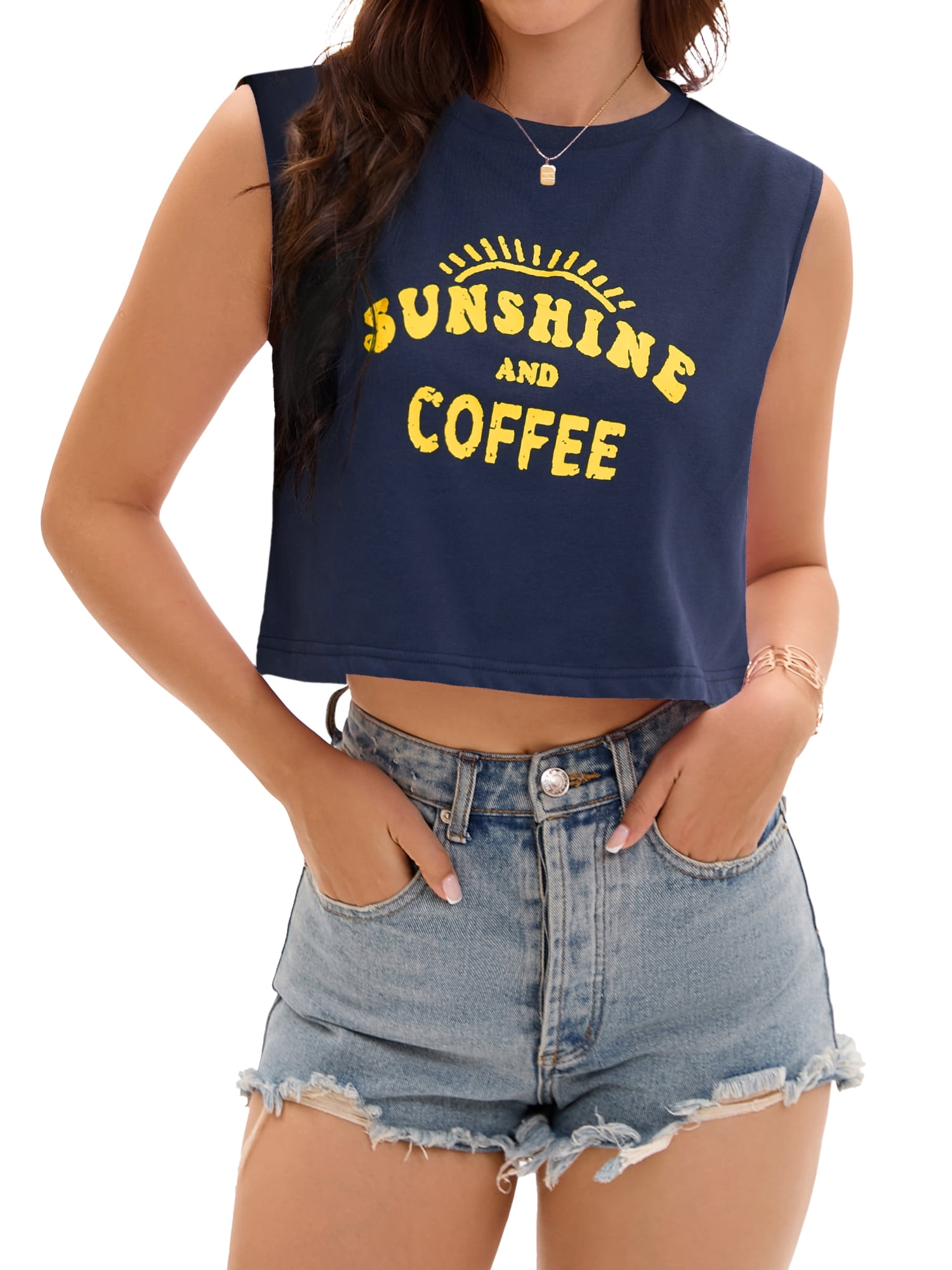 DARING DIVA Stylish Loose Fit Women's Top with Crew Neck Design L Dark Blue Print