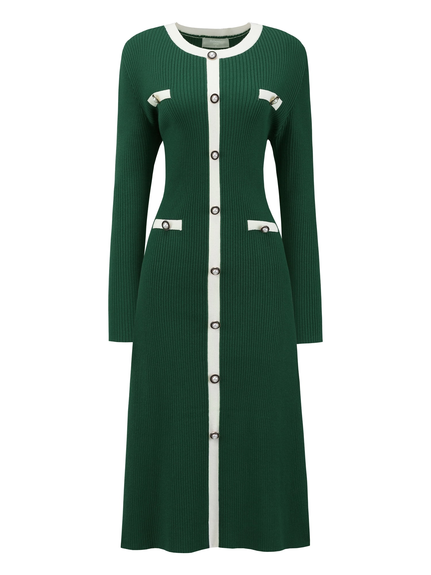 DARING DIVA Stylish Midi Long Sleeves Elegant Sweater Design Dress S Green