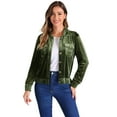 thumbnail image 1 of DARING DIVA Stylish Velvet Button-Up Long Sleeve Jacket M Army Green, 1 of 6