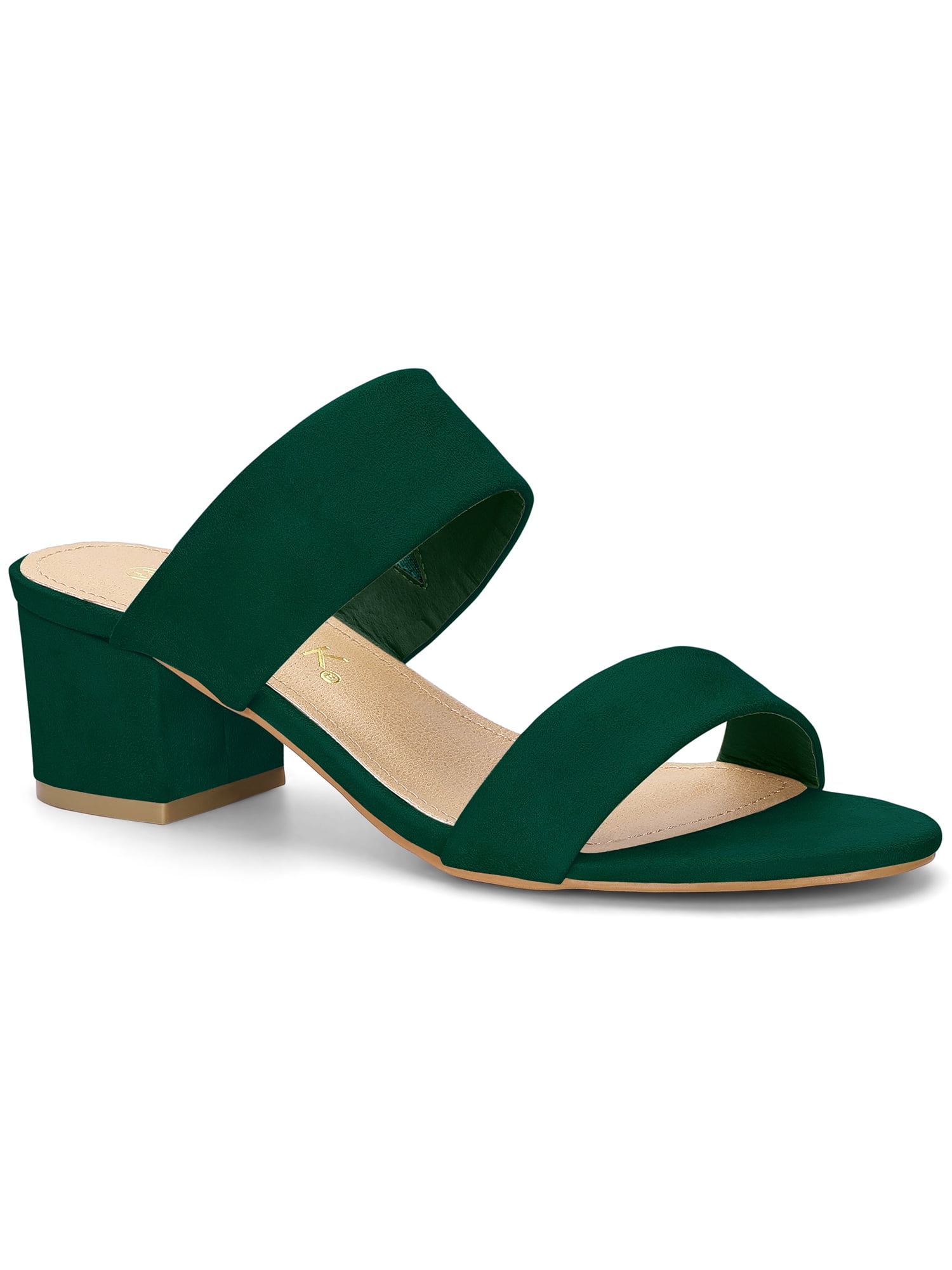 DARING DIVA Stylish Women's Block Heel Dual Straps Slide Sandals 6 Green