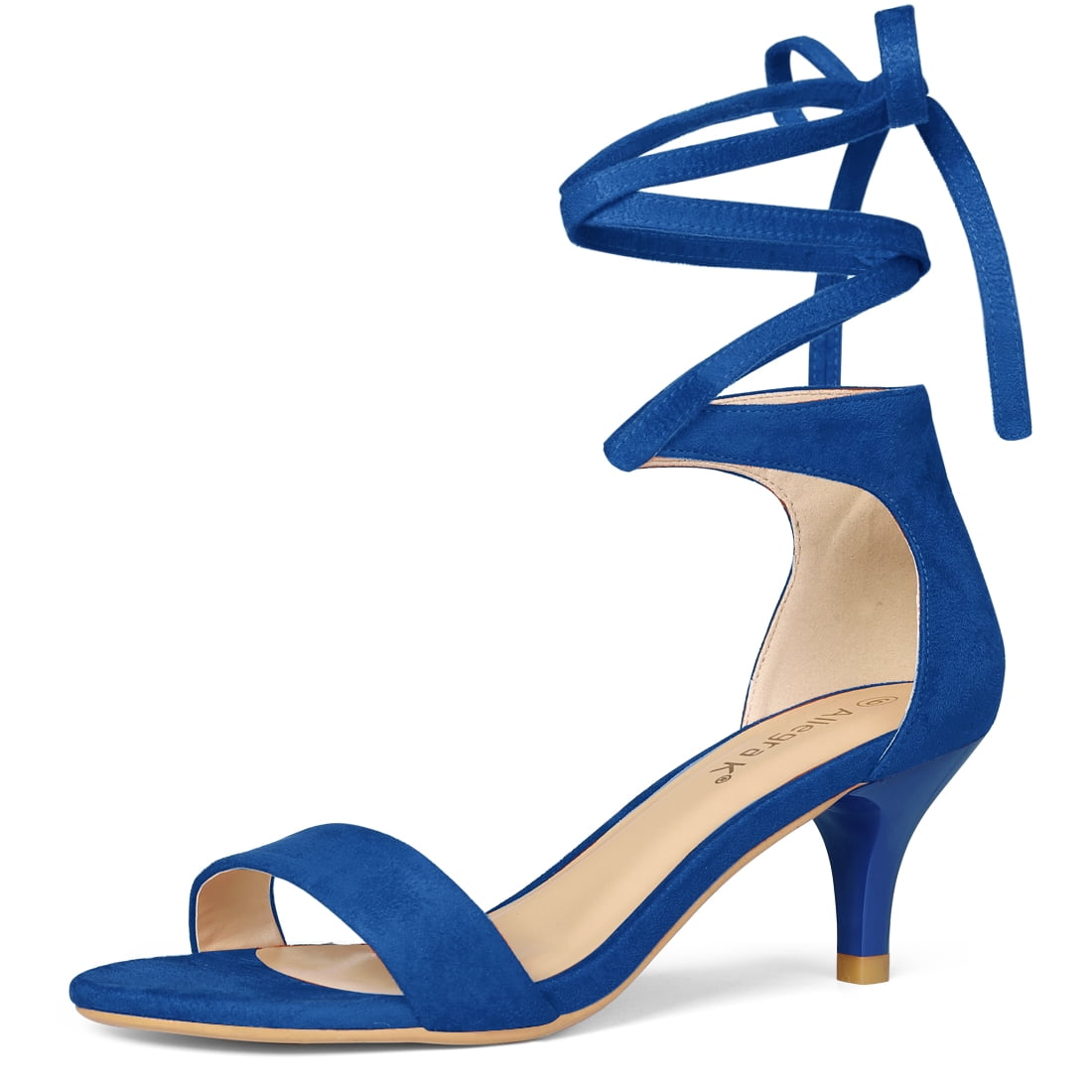 DARING DIVA Women's Casual Stylish Lace Up Black Sandals with Kitten Heel Dark Blue 9