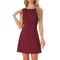thumbnail image 1 of DARING DIVA Summer Sleeveless Mini Backless Boat Neck A-line Dress L Dark Red, 1 of 6