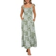 thumbnail image 1 of DARING DIVA Summer Spaghetti Strap Beach Printed Maxi Dress XS Green, 1 of 6