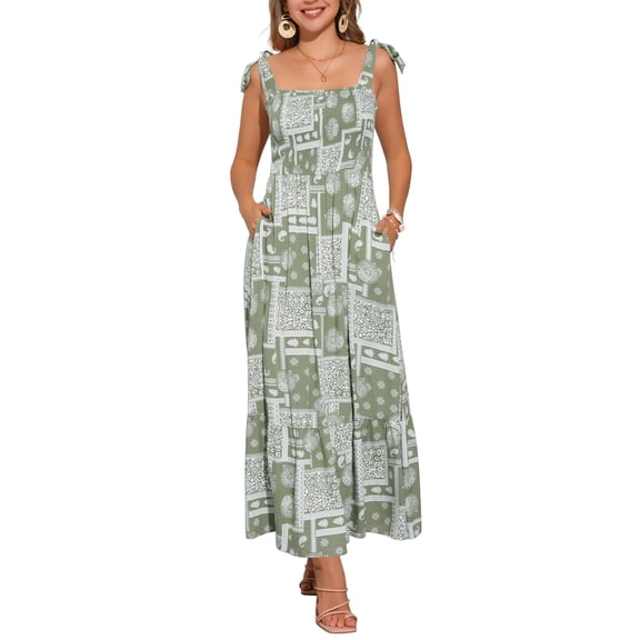 DARING DIVA Women's Summer Spaghetti Strap Square Neck Casual Dress XS Green