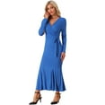thumbnail image 1 of DARING DIVA Sweater Ribbed Knit Bodycon Long Maxi Fishtail Dress M Blue, 1 of 6