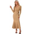 thumbnail image 1 of DARING DIVA Sweater Ribbed Knit Bodycon Long Maxi Fishtail Dress XL Khaki, 1 of 6