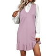thumbnail image 1 of DARING DIVA Sweater Shift Chunky Knit Sleeveless V Neck Ruffle Mini Dress XS Dusty Pink, 1 of 6