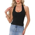 thumbnail image 1 of DARING DIVA Sweetheart Neck Backless Sleeveless Cropped Tank Top XS Black, 1 of 6