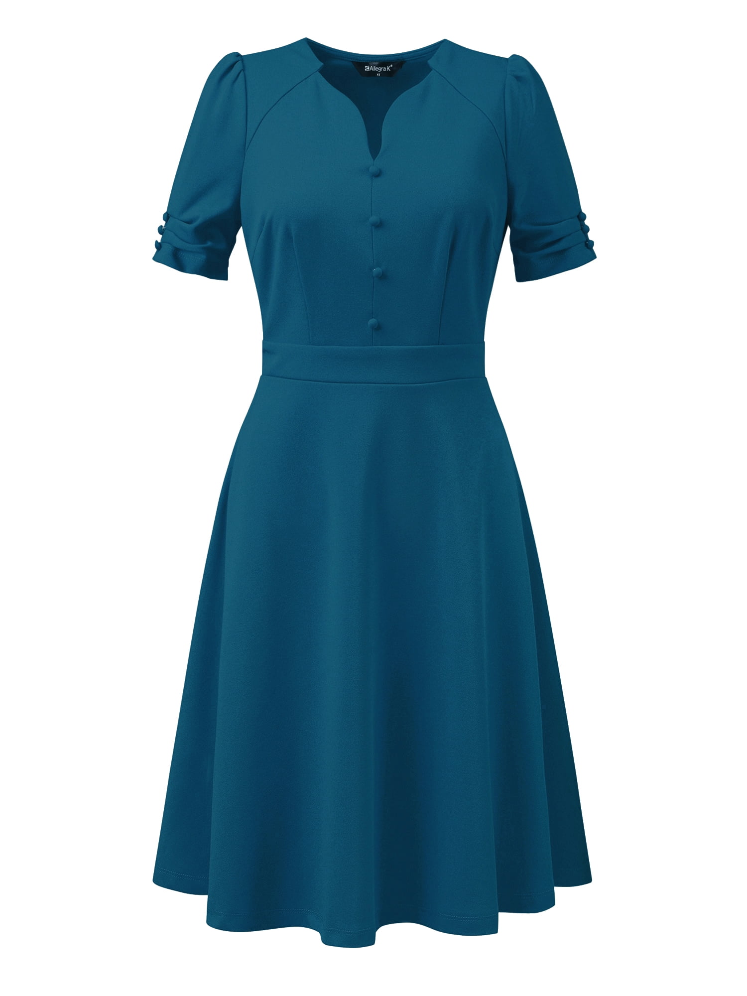 DARING DIVA Sweetheart Neck Pleated A-Line Sheath Dress M Lake Blue