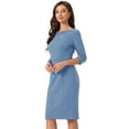 thumbnail image 1 of DARING DIVA Sweetheart Neck Slim Fit Work Midi Dress XL Grey Blue, 1 of 6