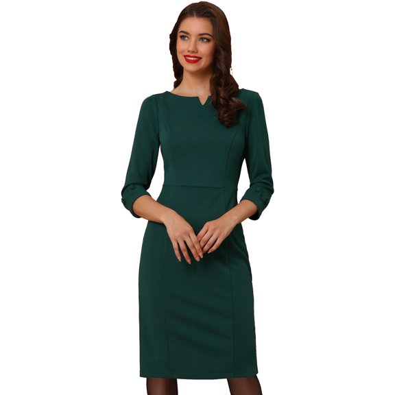 DARING DIVA Sweetheart Neck Slim Fit Work Midi Dress XS Green