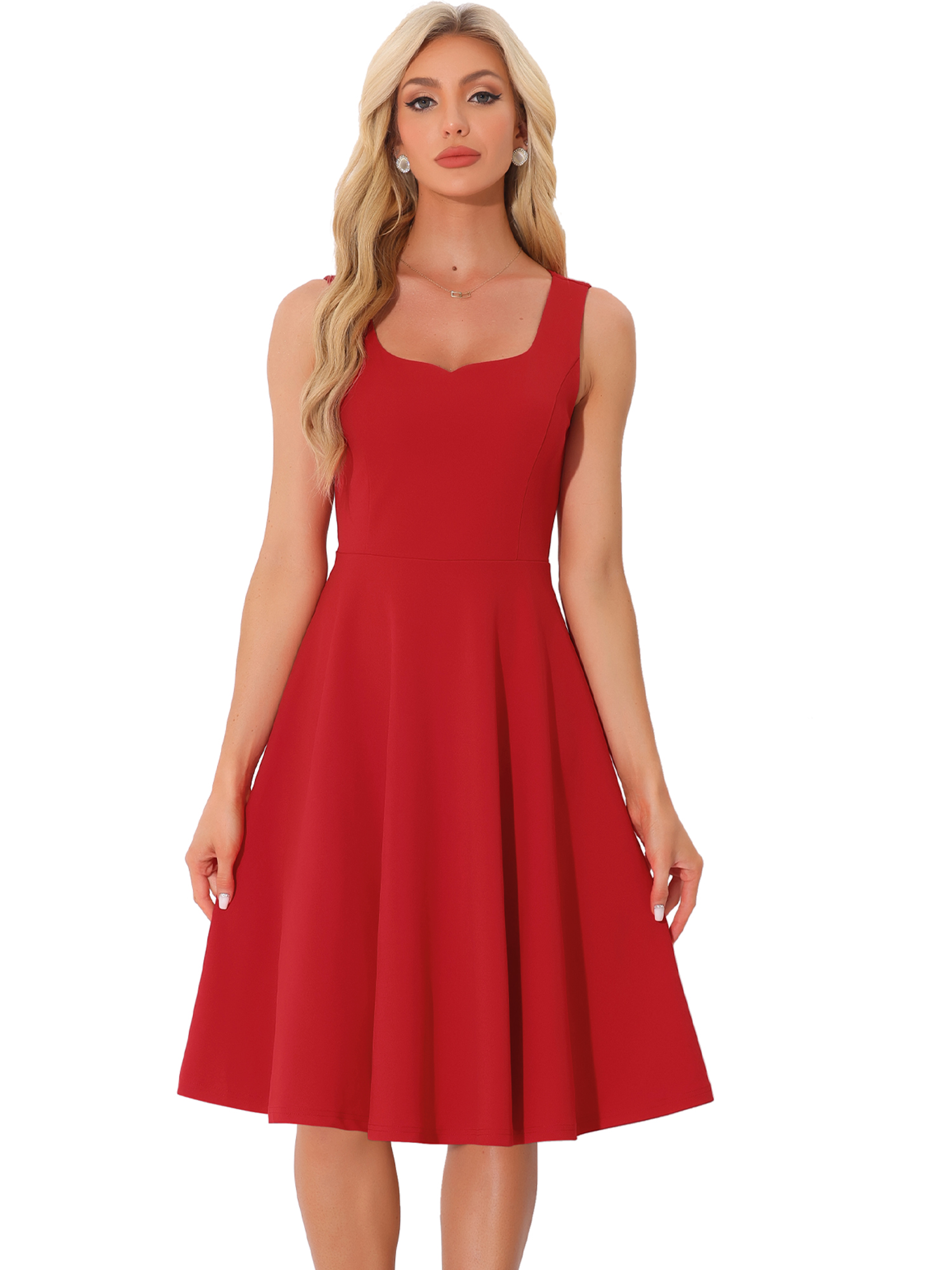 DARING DIVA Sweetheart Neck Swing Sleeveless Dress XL Red