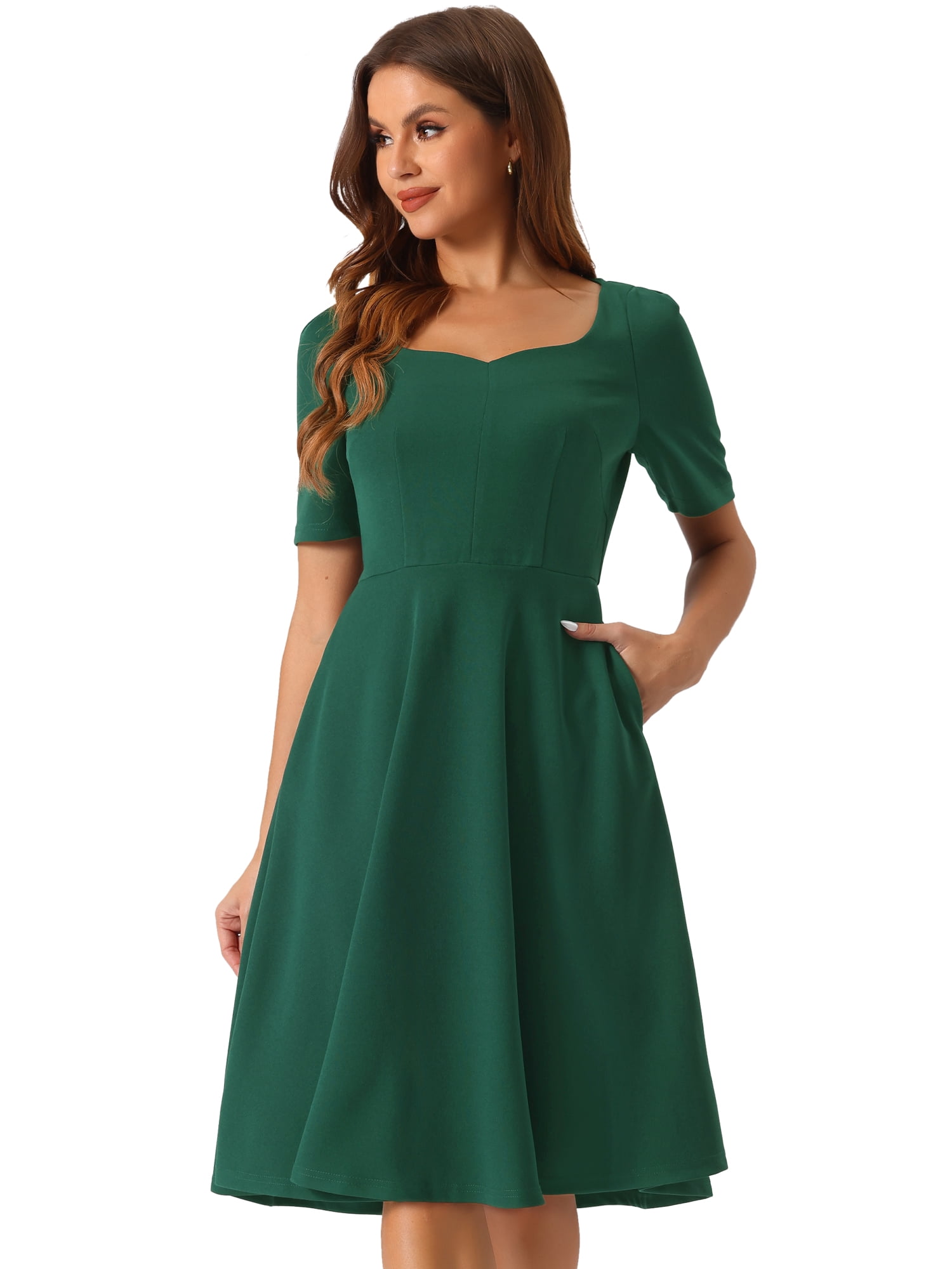 DARING DIVA Sweetheart Neckline A-Line Dress XL Dark Green