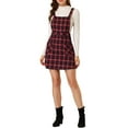 thumbnail image 1 of DARING DIVA Tartan Print Button Decor A-Line Pinafore Overall Dress XL Red, 1 of 6