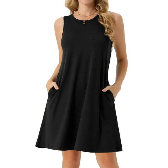 DARING DIVA Tie Dye Tank Dress Sleeveless Pockets Dress L Black