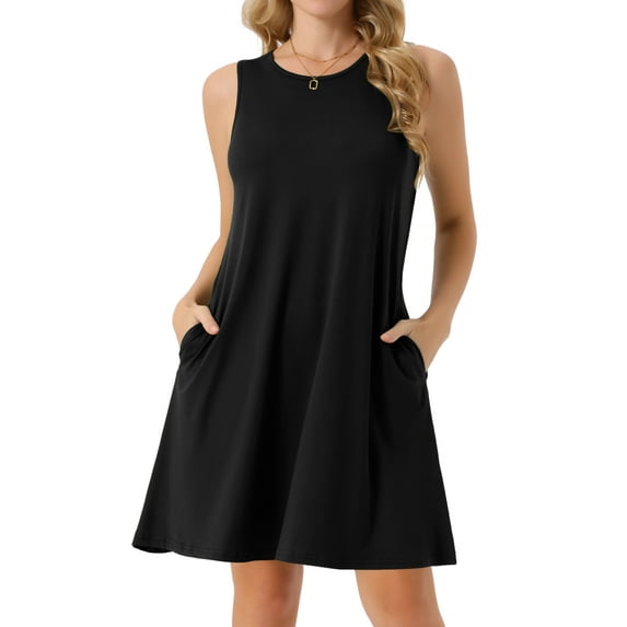 DARING DIVA Tie Dye Tank Dress Sleeveless Pockets Dress S Black