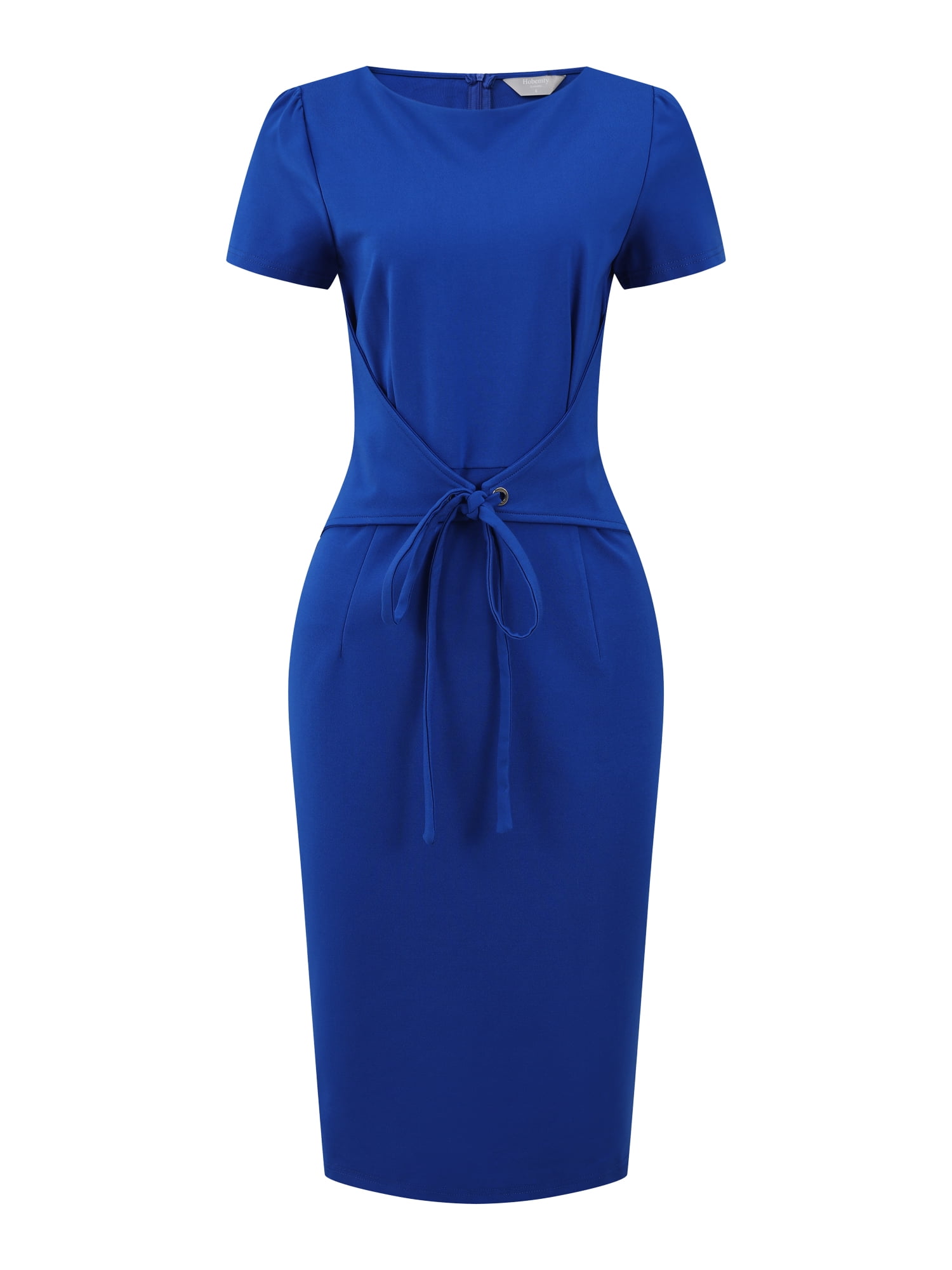 DARING DIVA Tie Waist Short Sleeve Boat Neck Knee Length Dress XL Royal Blue