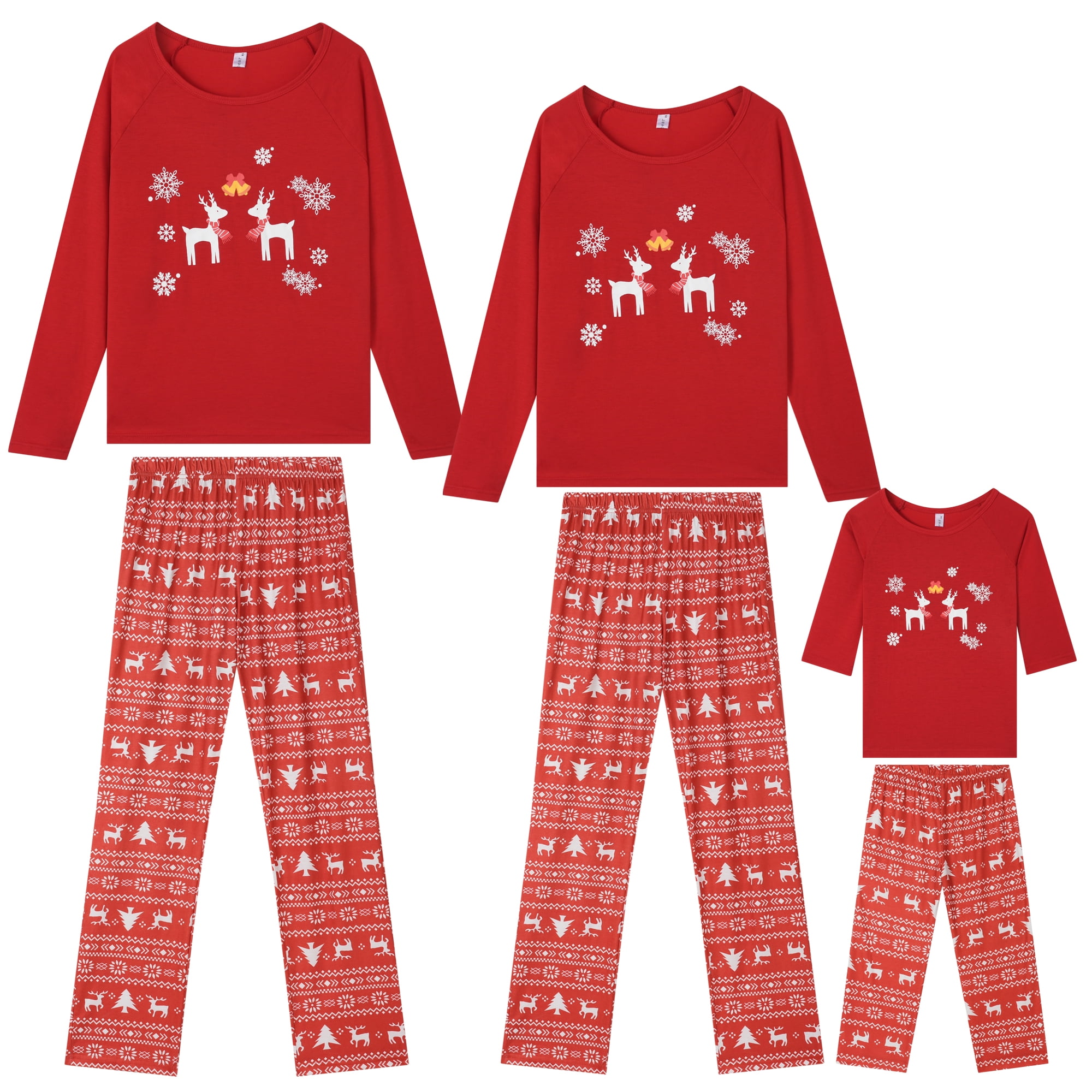 DARING DIVA Top Cute Print Pants Red Family Pajama Set ["Men"] 2XL Red