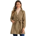 thumbnail image 1 of DARING DIVA Trench Jean Notched Lapel Long Sleeve Denim Jacket XL Khaki, 1 of 6