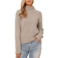 thumbnail image 1 of DARING DIVA Turtleneck Sweater Long Sleeve Knit Pullover Sweaters XL Khaki, 1 of 6